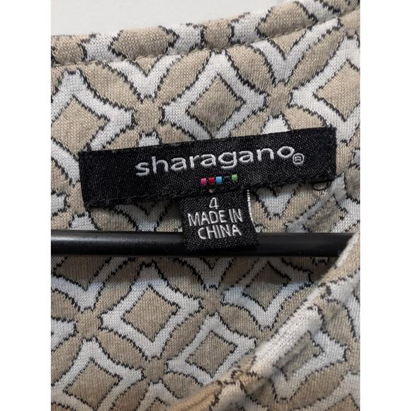 Sharagano Sleeveless Texture Blend Crew Neck Knee Length Dress Sz. 4 White Beige - Picture 3 of 8